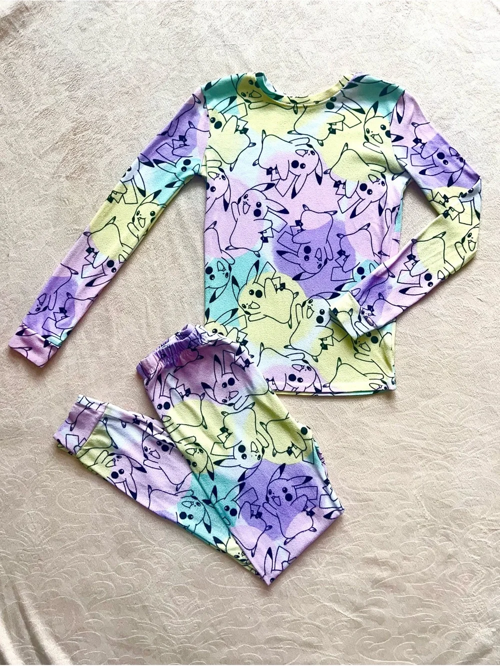 Kids size 10 Pikachu Long Sleeve fitted Pajama Set